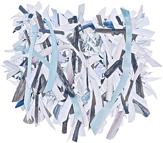 © 2025 Selena Beaudry. All rights reserved.  - Reeled, 68.75in  x 62.75in  — cut paper, gouache, acrylic, marker + linen on paper, 