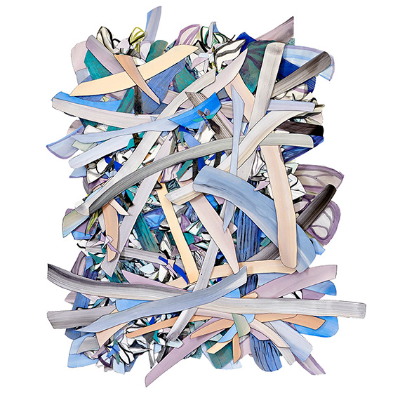 © 2025 Selena Beaudry. All rights reserved.  - Flinging Flowers, 63in  x 68in  framed — cut paper, linen, fabric, gouache, acrylic + marker on paper