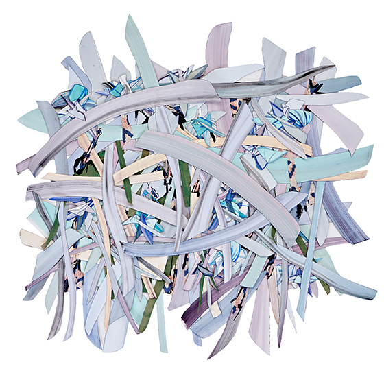 © 2025 Selena Beaudry. All rights reserved.  - It Pricked Her, 58in  x 58in  — cut paper, linen, fabric, gouache, acrylic + marker on paper