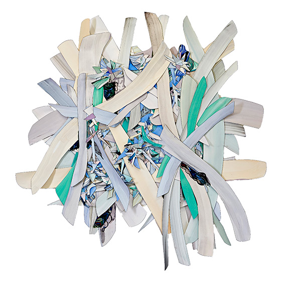 © 2025 Selena Beaudry. All rights reserved.  - She Broke Through, 52in  x 51in  — cut paper, linen, fabric, gouache, acrylic + marker on paper