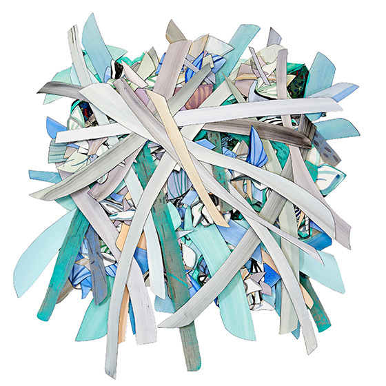 © 2025 Selena Beaudry. All rights reserved.  - The top was hidden, 54in  x 51in  — cut paper, linen, fabric, gouache, acrylic + marker on paper