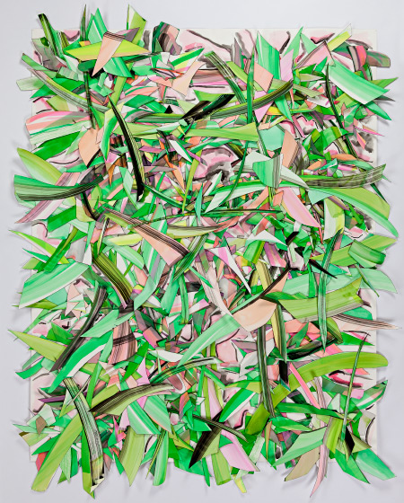 © 2024 Selena Beaudry. All rights reserved.  - Glistening with Green, 75in  x 62.5in  framed — Cut paper, Gouache, Acrylic and Marker on paper, 2015