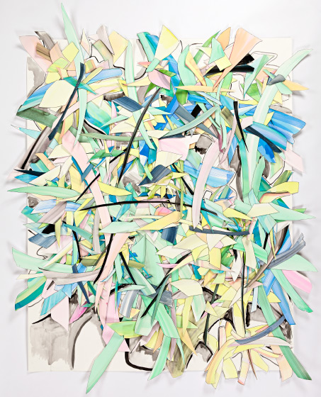© 2025 Selena Beaudry. All rights reserved.  - Zipper, 75in  x 62.5in  framed — Cut paper, Gouache, Acrylic and Marker on paper, 2015
