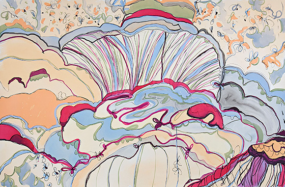 © 2025 Selena Beaudry. All rights reserved.  - Squished, 40in  x 60in  — Gouache, watercolor, and pencil on paper, 2008