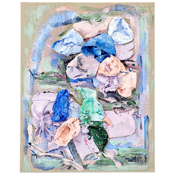 © 2025 Selena Beaudry. All rights reserved.  - Blended, 19in  H x 15in  W — fabric and paint on linen