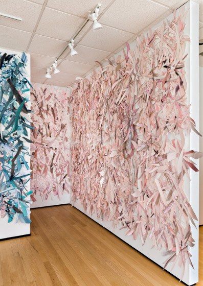 © 2025 Selena Beaudry. All rights reserved.  - A Garden Muffle #5,  — cut paper, gouache, acrylic, marker + linen on paper wall installation, 2018