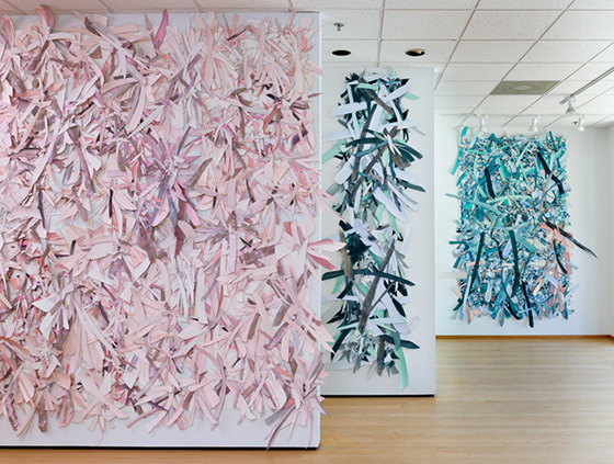 © 2025 Selena Beaudry. All rights reserved.  - A Garden Muffle #6,  — cut paper, gouache, acrylic, marker + linen on paper wall installation, 2018