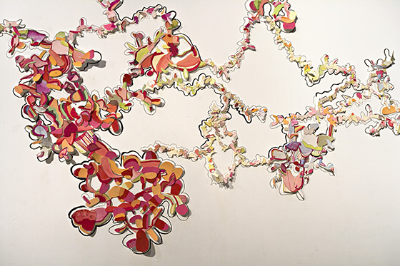 © 2025 Selena Beaudry. All rights reserved.  - Kickshaw 1, Close up — Mixed media on wall, 2009