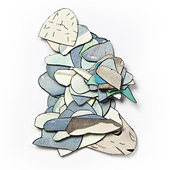 © 2025 Selena Beaudry. All rights reserved.  - She is still talking... #4, Dimensions variable — Cut Paper, gouache, watercolor, and acrylic, 2012