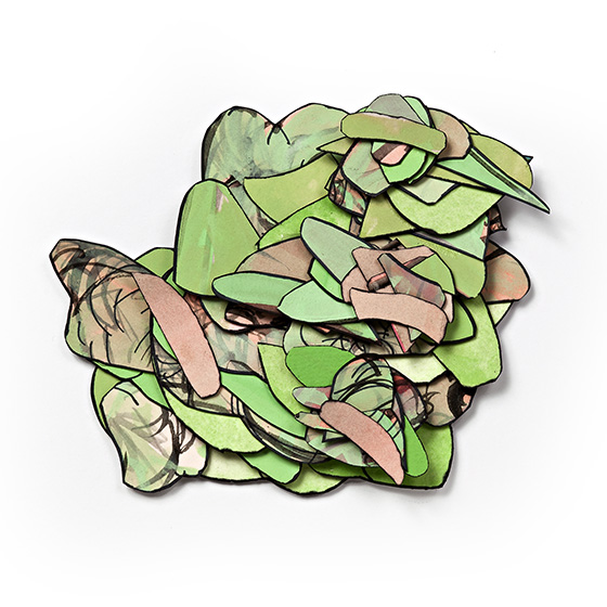 © 2025 Selena Beaudry. All rights reserved.  - Word<sup>60</sup> #31, Dimensions variable — Cut Paper, gouache, watercolor, and acrylic, 2012
