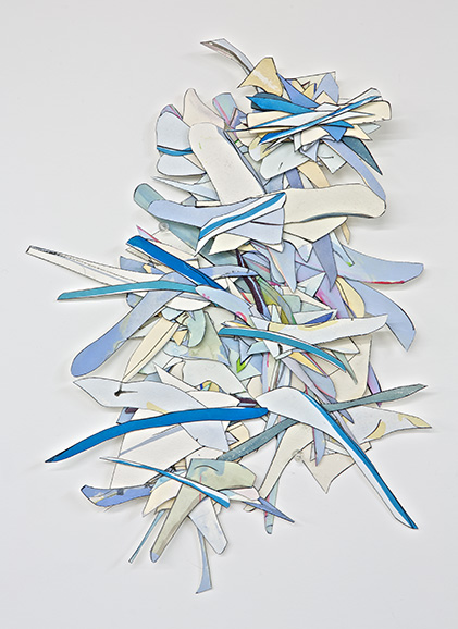 © 2025 Selena Beaudry. All rights reserved.  - blue mash, 31in  x 31in  framed — cut paper, gouache, acrylic, pencil + marker, 2013