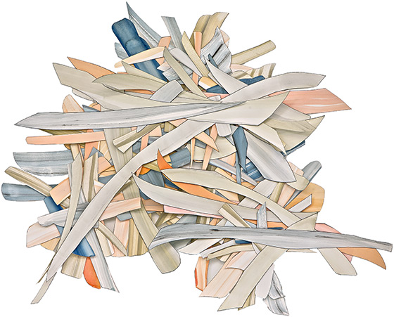 © 2025 Selena Beaudry. All rights reserved.  - Flaked, Dimensions variable — Cut paper, Gouache, Acrylic and Marker, 2016